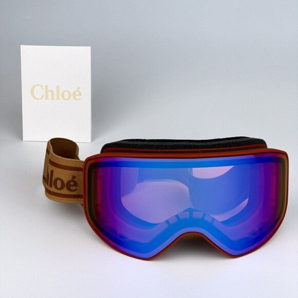 NEW Chloe CH0072S 003 Matte Rust Orange Multilayer Blue Zeiss Ski Mask CH 0072S - Picture 2 of 13